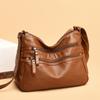 Women's Soft Leather Multi-Layer Crossbody Bag Middle-Aged Mother Bag Shoulder Bag
