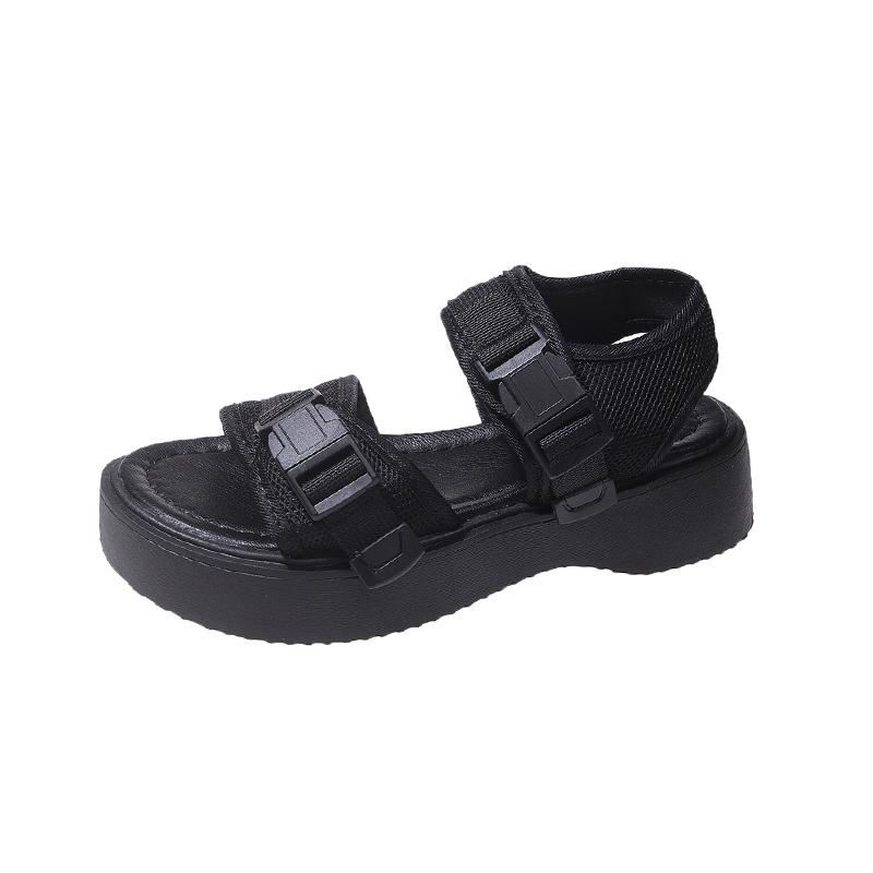 2024 Spot Large Size Summer New Thick Sole Casual Roman Sandals Women's Cross Border Round Head Buckle Shoes Platform Shoes