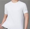 Plus Size Ice Silk Short Sleeved T-shirt for Men's Quick Drying Clothes, Summer Breathable Elastic Fitness Suit, Top Running Sports T-shirt
