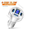 Super High Power Fast  3.1A Output Charging 4-Port Car Phone Charger with LED Digital Display -One Drag Four USB Multiple Phones