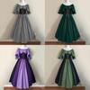 Medieval Halloween Women Fancy Cosplay Costume Stitching Lace Up Dress Maxi