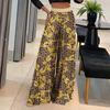 Осенний роман женские модные свободные брюки с принтом элегантная одежда с широкими штанинами и эластичным поясом