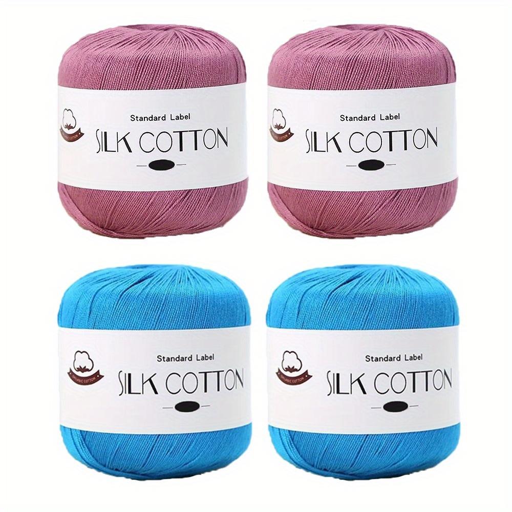 4-Piece Premium Cotton Silk Blend Yarn #6 Lace Thread for Knitting & Crochet Ideal for Shawls Scarves Sweaters Available In Multiple Colors