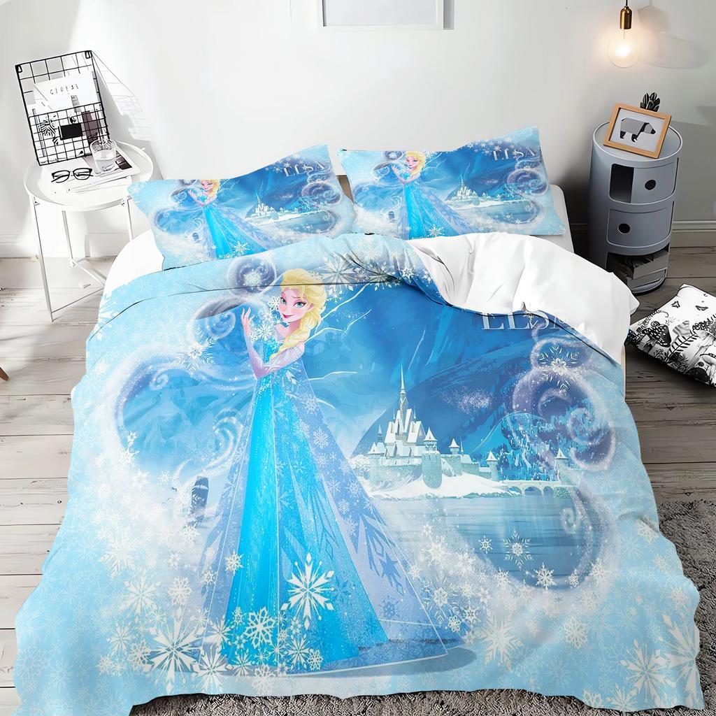 Замороженная принцесса Эльза и Анна 3-предметный комплект постельного белья с одним пододеяльником Comforte Luxus Изысканный подарок на день рождения 100% полиэстер Домашний декор