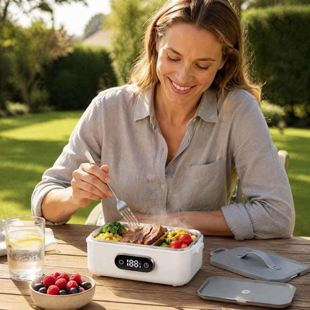 6-speed Timer USB Heated Lunch Box 304 Food-Grade Stainless Steel Cordless Food Warmer Work Lunch