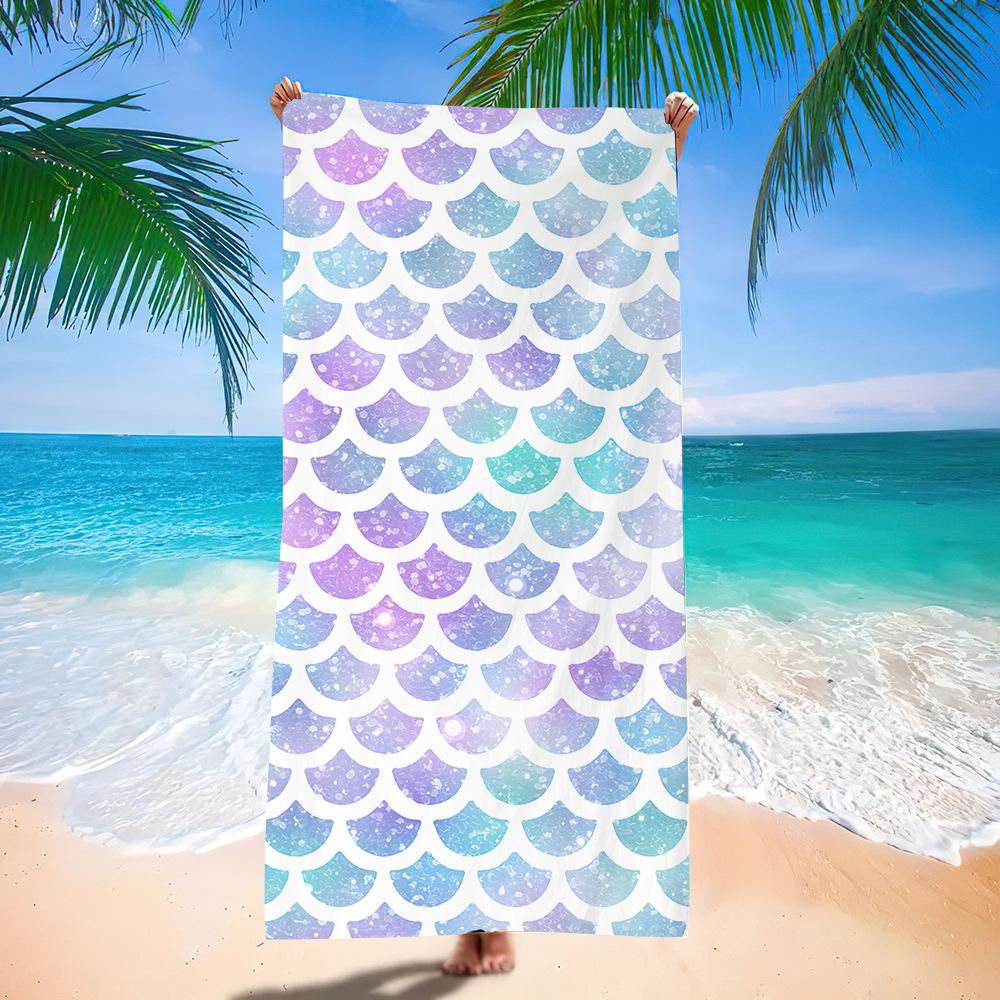 Popular Beach Towels, Mermaid Beach Towels, Multi-Functional Microfiber Quick-Drying Absorbent Beach Towels