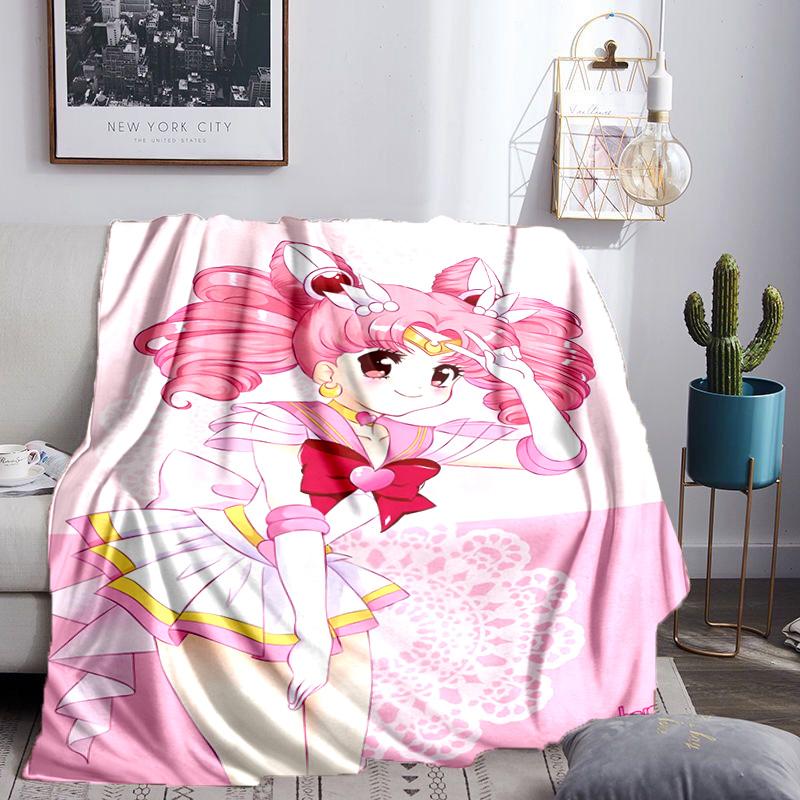 Pink Heart Puella Magi Throws Blanket Flannel Blankets Plush for Couch Bed Gifts for Men Women Travel picnic blanket Christmas fan gifts