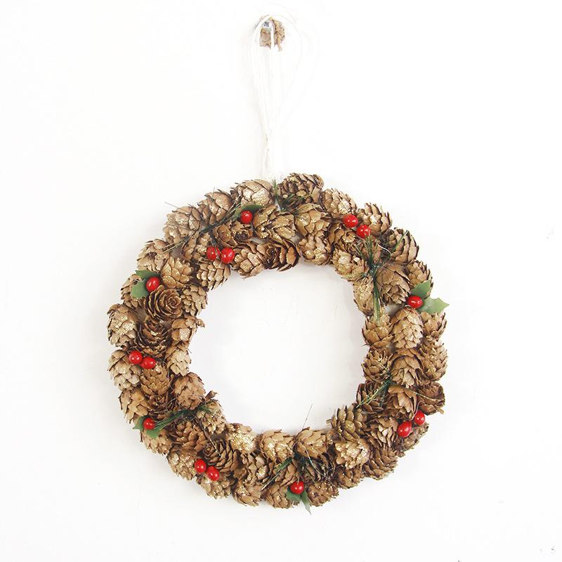 Рождественские украшения Венок Дверной Подвесной Шишка Рождественская Елка Украшение Ротанг