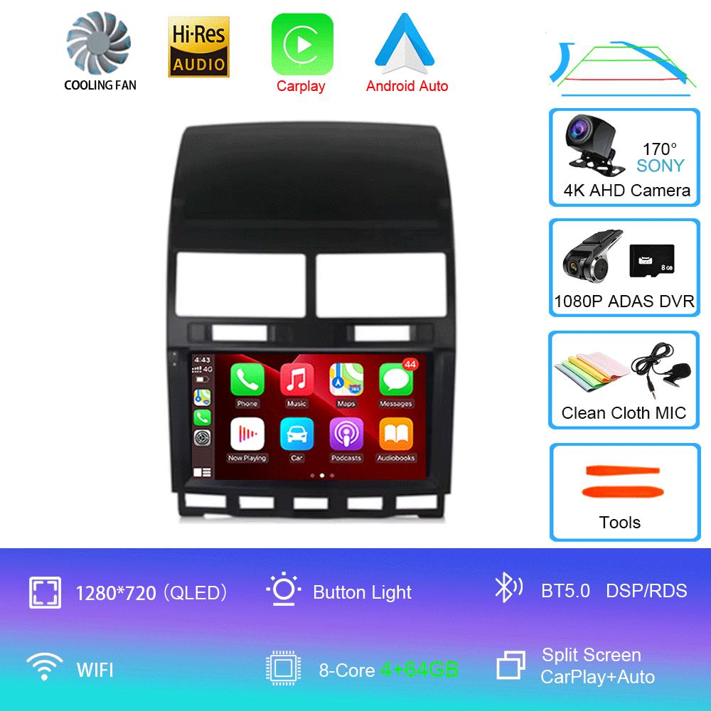 Автомагнитола Android 14 Carplay Auto Для Volkswagen Touareg GP 2002 - 2010 Навигация GPS Мультимедийный плеер Стерео видео wifi+4G BT