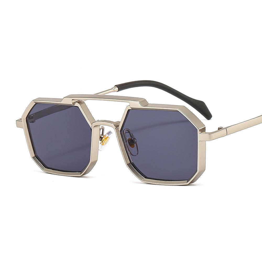 New Double Bridges Metal Large Frame Sunglasses UV400 Fashion Women Men Designer Mirror Eyewear Gafas de sol