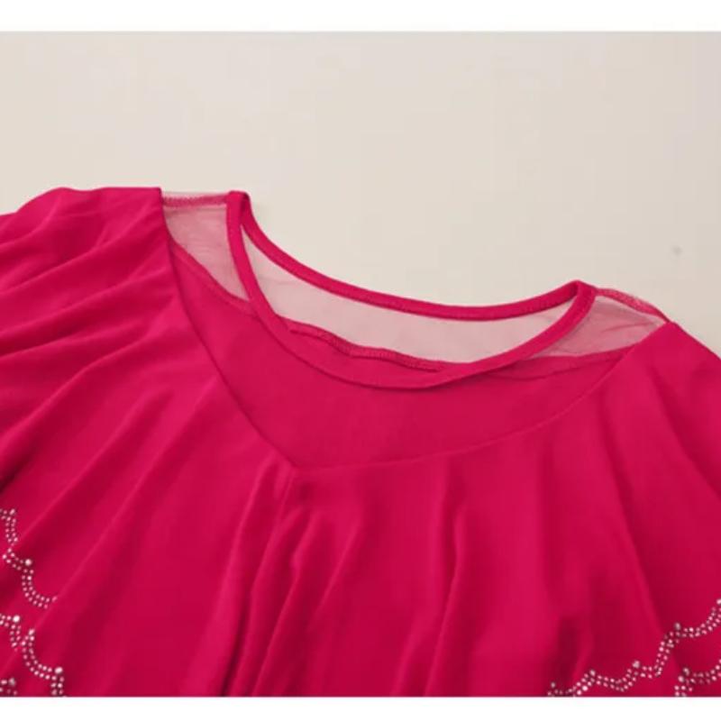 Новая Шикарная Летняя Элегантная Женская Футболка Одежда Сексуальная Роскошная Блестящая с Бриллиантами Топы с Короткими Рукавами Рюши Сетка Футболки Блузки