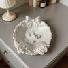 1Pc 3D Printed Pearl White Bow Rose Tray Vintage Embossed French Light Luxury Jewelry Storage Tray Dressing Table Decorative Plate, Rose Bow