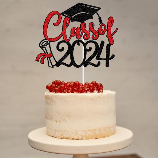 Класс 2024 Выпускной Торт Топпер Набор Блестящая Поздравительная Открытка Выпускной Подарок Закончить Школу Выпускник Вечеринка Декор