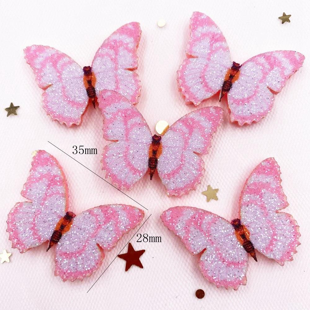 10 шт. фетровая ткань с блестками и блестками, красочная аппликация в виде бабочки, шитье