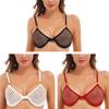 Womens Hollow Mesh Bra Adjustable O Ring Straps Underwire Lingerie Sexy Bralette