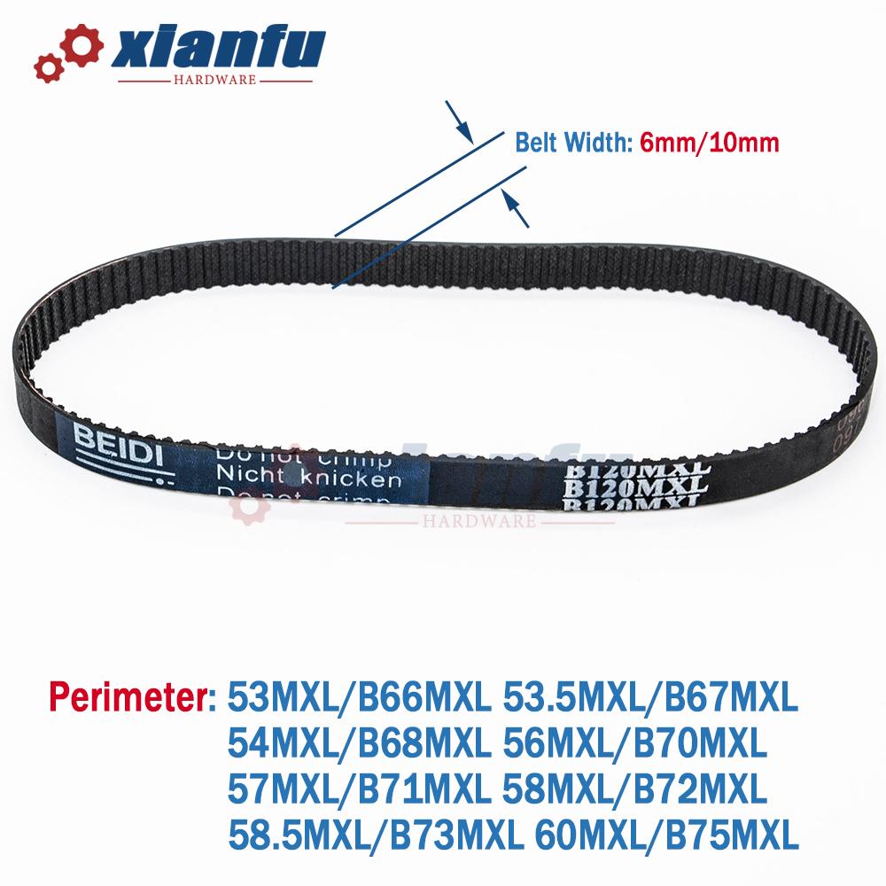 MXL Timing Belt B66MXL B67MXL B68MXL B70MXL B71MXL B72MXL B73MXL B75MXL Width 6/10mm Synchronous Rubber Pitch 2.032mm For CNC