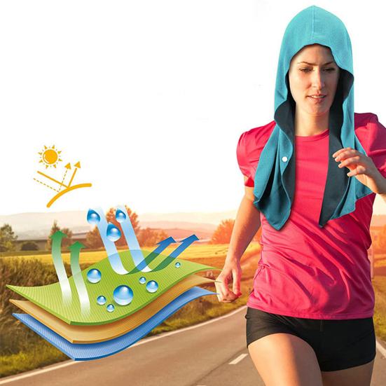 Cooling Hoodie Towel Sweat Absorption Extra Soft Sun Protection Quick Drying Sweat Towel Neck Wrap Sports Supplies