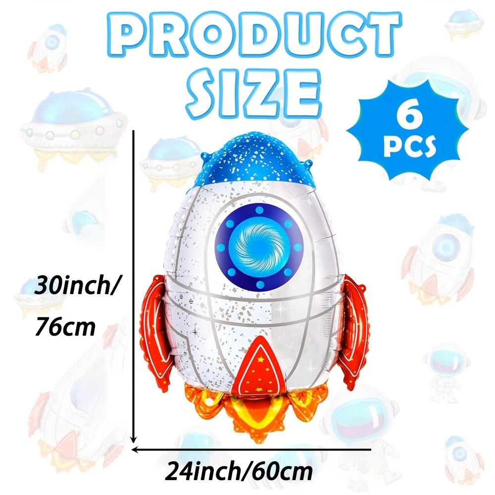 6-Pack of New Rocket Balloons, Aluminum Foil Rocket Balloons, Suitable for Rocket-Themed Events, Flight-Themed Events, and Birthday Party Decorations