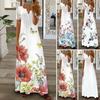 Женское летнее платье насыщенного цвета с цветочным принтом и V-образным вырезом, кружевное лоскутное платье с вырезами и короткими рукавами, плиссированное вечернее платье макси в стиле бохо, женская одежда