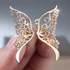 Большие Серьги-Кольца с Бабочкой и Белым Цирконом для Женщин, Милая Девушка, Винтажные, Полые, Золотого Цвета, Застежка для Уха, Свадебные Украшения, Универсальный Подарок