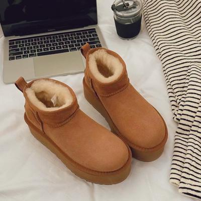 2023 зимние женские зимние ботинки с толстой подошвой, увеличивающие высоту, теплая утолщенная хлопковая обувь