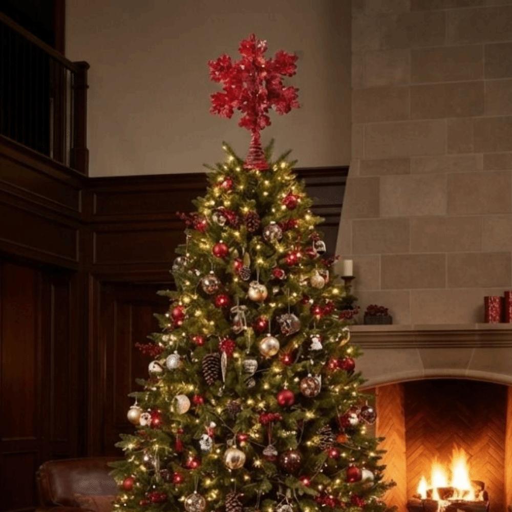 Iron Glitter Snowflake Tree Topper Fit 1.2‑2.4 Meter Christmas Tree