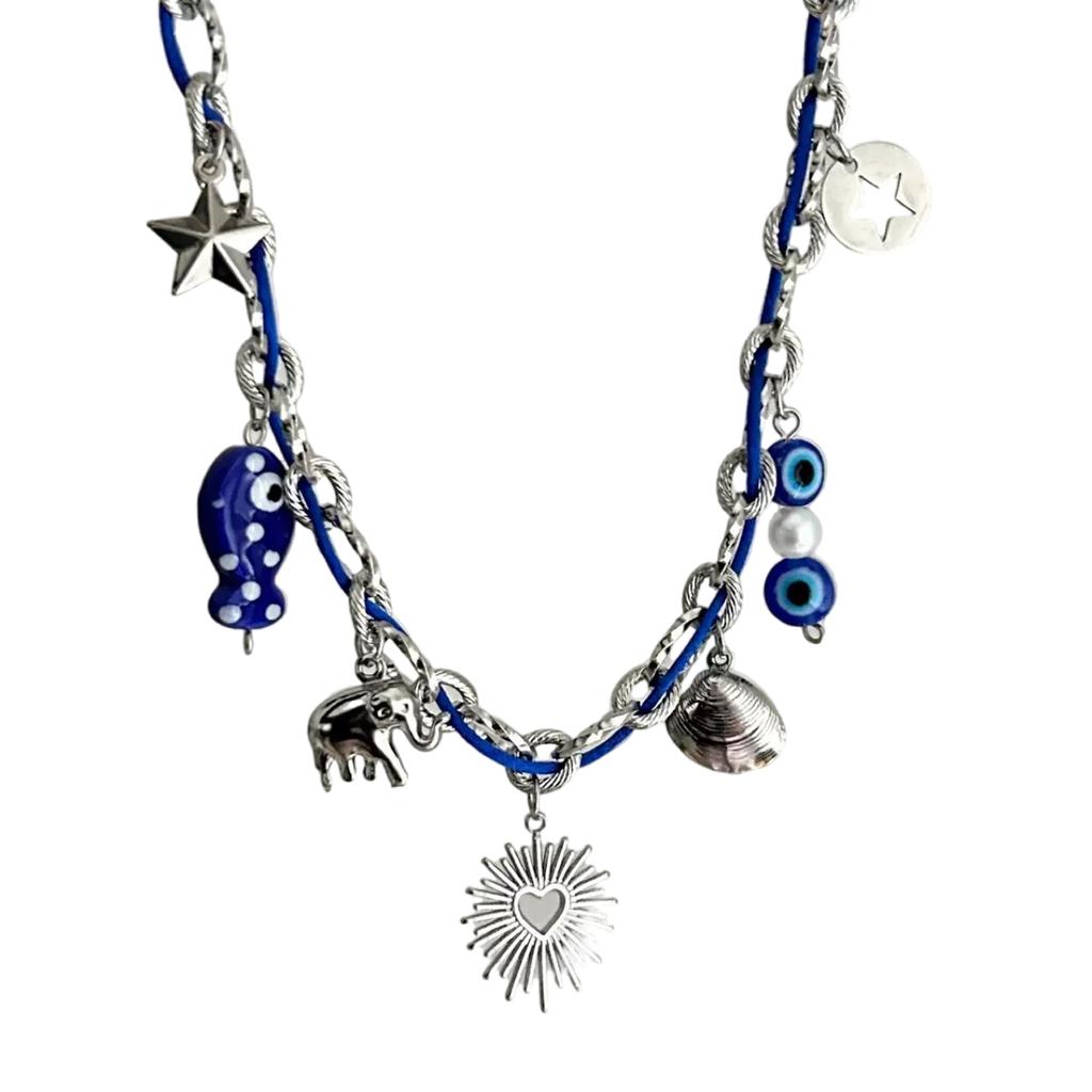 Adjustable Stainless Steel Rope Chain Necklace with Various Pendant Beach Neck Jewelry Suitable for Women and Girls