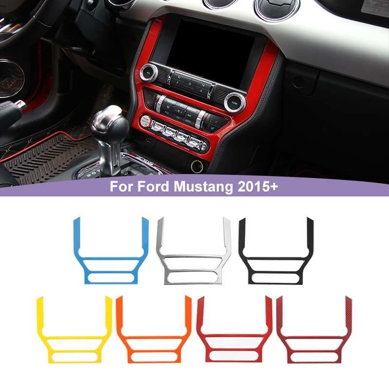 Car Central Control Navigation Panel Decorative Cover Stickers Fit For Ford Mustang 2015 Up ABS Interior Accessories