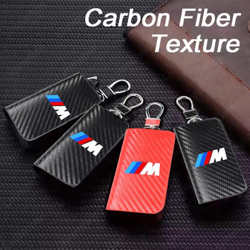 XPOV8 Car Case Keys Pouch Carbon Fiber Fabric Keychain Bag For BMW M Power X1 e84 X3 f25 X5 e53 x6 e71 ix3 i3 320i 330d M4 1 3 Series