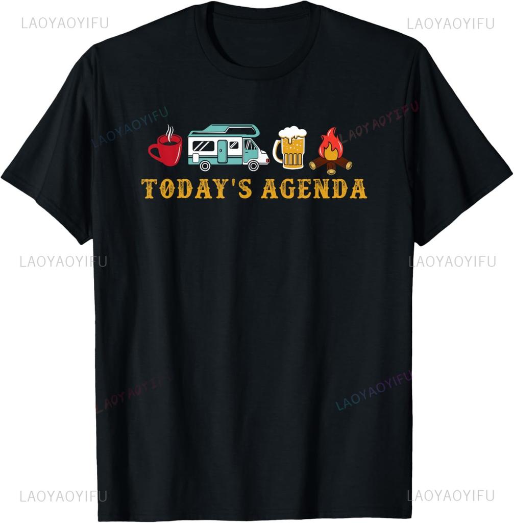 Rv Camping Lover Agenda Tshirt Funny Shirt Casual Unisex And Unisex Short Sleeves Custom Printed Graphic T Shirts