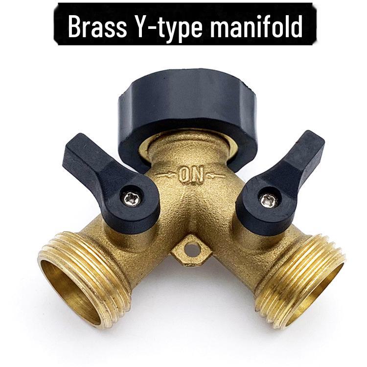 Brass Three-Way Y-Type Garden Hose Diverter Valve