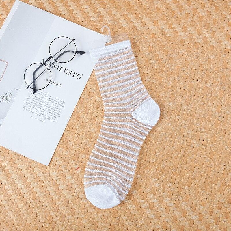 Sexy Lace Mesh Fishnet Woman Socks Harajuku Hip Hop Skateboard Elasticity Crew Socks Summer Ultra-thin Transparent Socks Women EMA