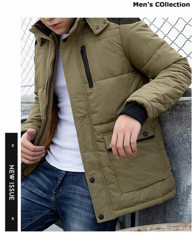 Autumn/winter Youth Casual Mid-length Cotton-padded Jacket Men's Winter Plus Velvet Padded Jacket Jacket Cotton-padded Jacket Trendy Men
