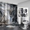 4Pcs Luxury Marble Shower Curtain Sets Bathroom Decor Sets with 12 Hooks Bath Mat Toilet Lid Rug and Non-Slip U Shape Mat