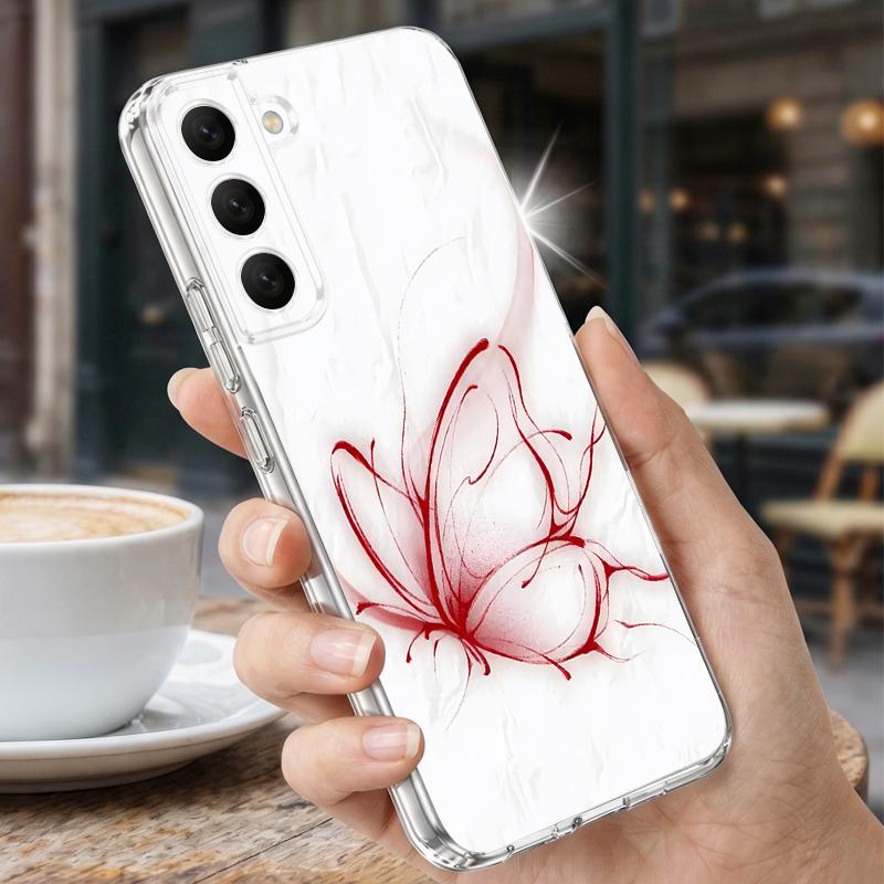 Красочный чехол-бабочка для Samsung S26 Ultra S25 FE S24 S23 S22 Plus S21 A15 A25 A35 A55 A16 A26 A36 A56 A17 A37 A57 5G Прозрачный мягкий чехол из ТПУ