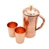 Copper Hammered Jug with 2 Glass Set for Drinking Water