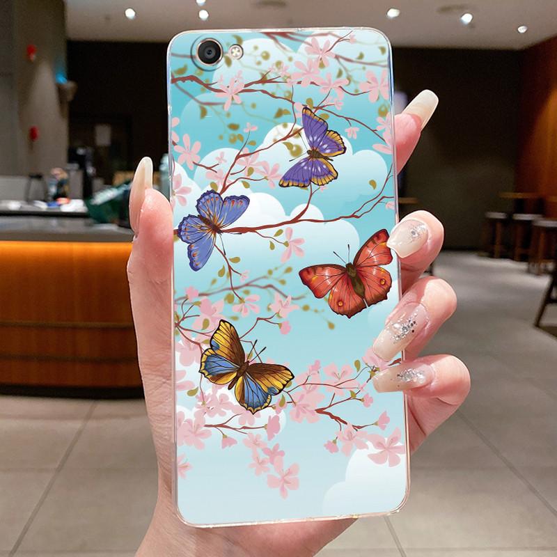 Case For Vivo Y55 Y55S Y55L Y55A 1603 1610 Back Cover Clear Luxury Butterfly Fashion Flowers Soft Silicone TPU Jelly Phone Case