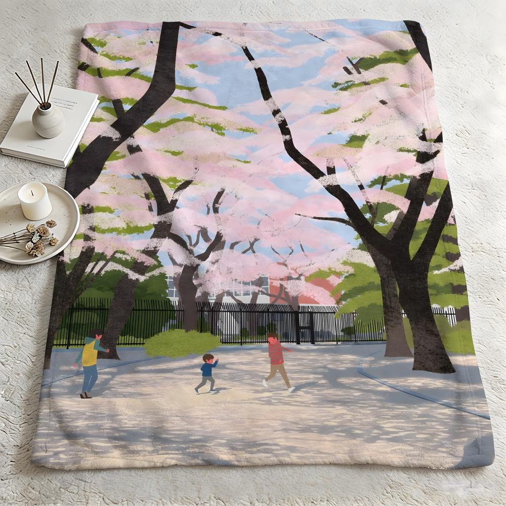 artist R-Ryo Takemasa-A Throw Warm Soft Flannel Blanket, Multi-use for Sofa Bed Camping Travel Nap