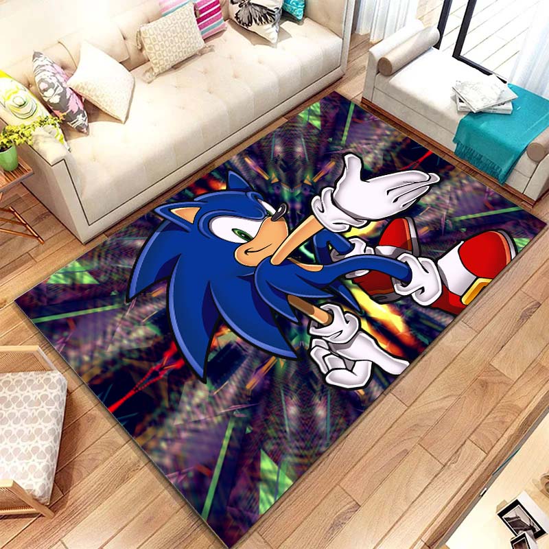 3D S Sonic c Cartoon Print Area flannel Rug Non‑Slip Soft Floor Carpet For Kids Boys Girls Bedroom Playroom Home Indoor Decor