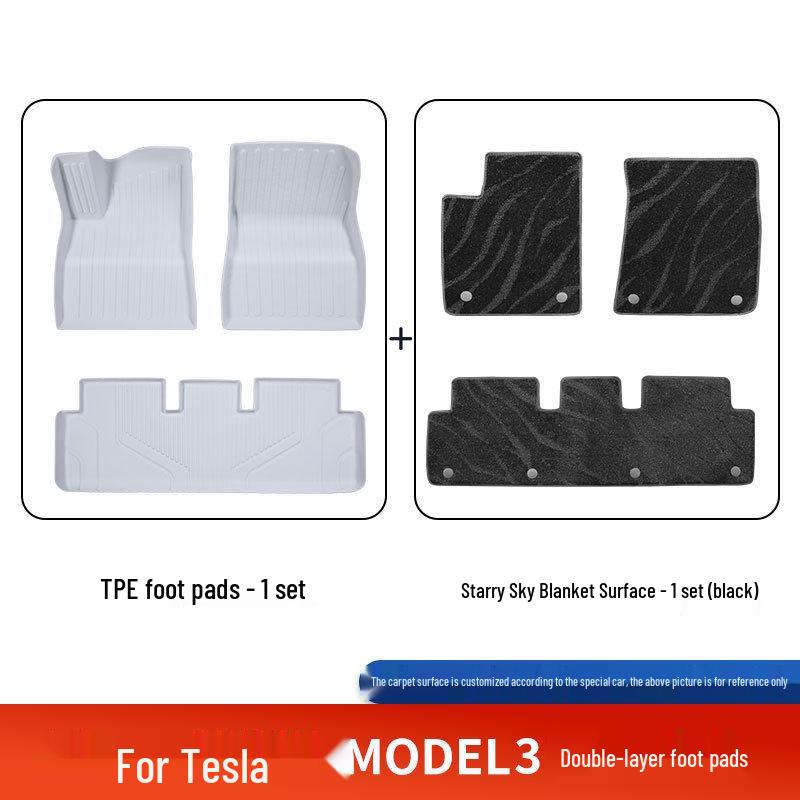 Custom TPE Floor and Trunk Mats for Tesla Model 3 Refresh Edition (Compatible with 25 Models)