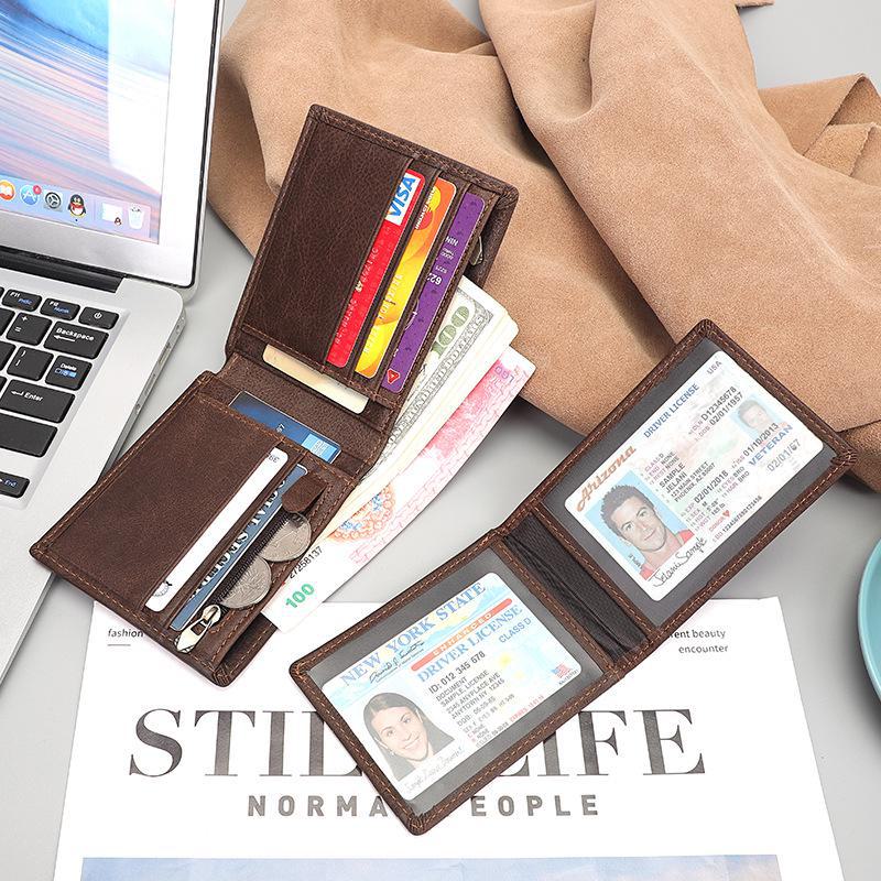 Кошелек Jiameida из натуральной кожи в стиле ретро, зажим для нескольких карт и карман для монет