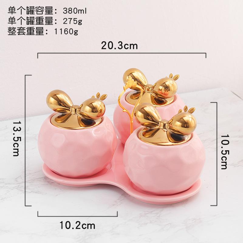 Nordic Seasoning Pot Set Light Luxury Ceramic Seasoning Box Household Seasoning Pot Moisture Proof Ins Kitchen Supplies