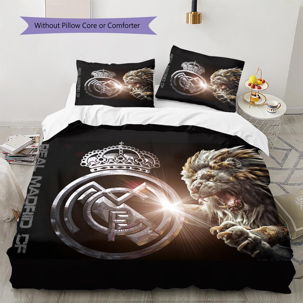 Madrid team Pattern Bedding Home Decoration Birthday Gift (1 * duvet cover + 2 * pillowcase, without core)