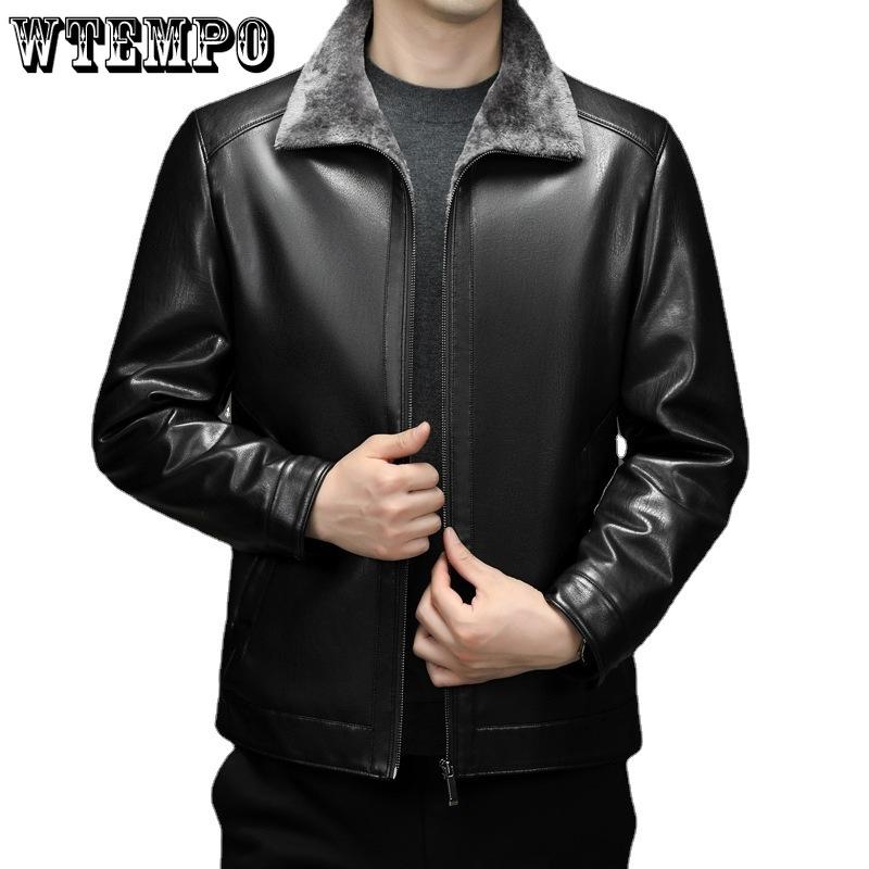 Натуральная кожаная куртка с мехом One Leather Jacket Men's Short Leather Jacket Men's Winter In The Young Padded and Thickened Jacket