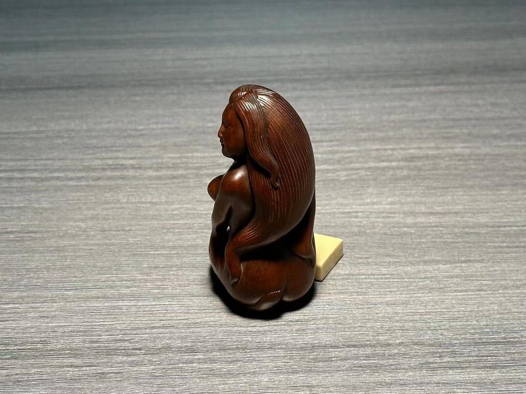 Китайская антикварная шкатулка из самшита с красивой резьбой, статуэтка сексуальной женщины, деревянные фигурки, произведение искусства