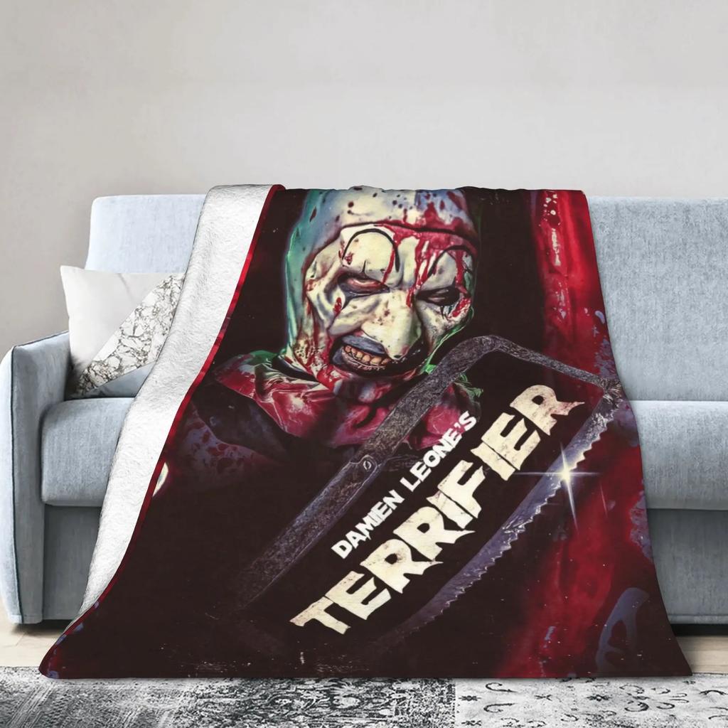 Terrifier Horror Movie Plush Blanket Soft Warm Flannel Throw for Kids and Adults Perfect for Bed Couch or Sofa