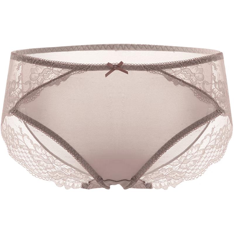 JinSanTa Women's Silk Lace Trim Mid-Waist Seamless Briefs NZF9C217