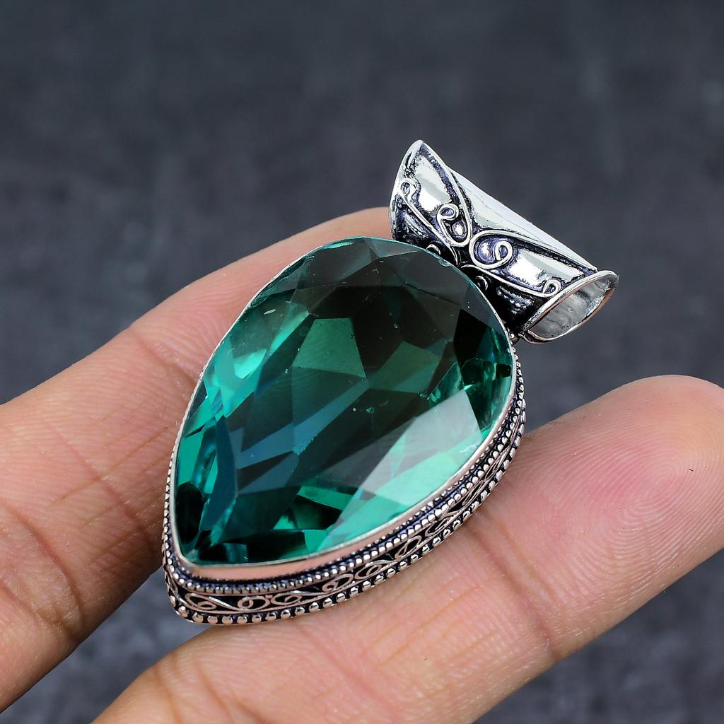 Подвеска из натурального индиголита и турмалина из стерлингового серебра 925 пробы 1,93 дюйма n0O97