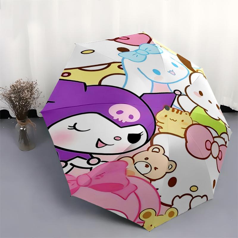 1pc Hello Kitty & Friends Automatic Opening Umbrella - Portable Tri-Fold Design with 8-Bone Iron Frame, Perfect for Outdoor Use, Festive Gifts, Travel