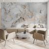 Art Wallpaper Golden Marble Wallpaper White Gray Smoke Simple Peel and Stick Mural for Living Room, Bedroom, Office Home Decor Wallpaper